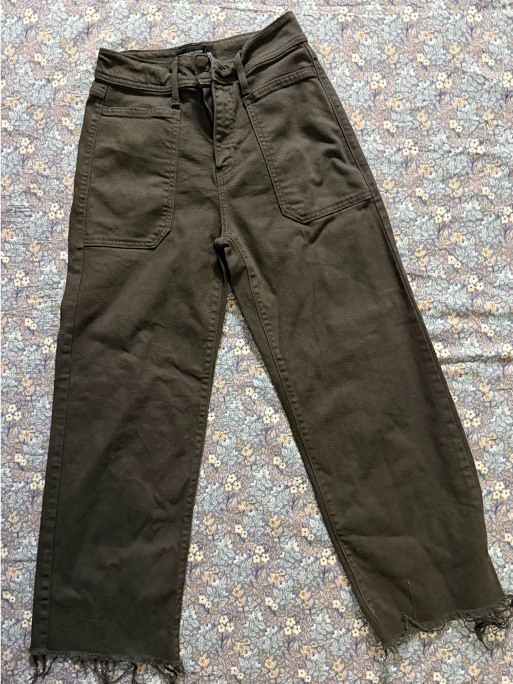 Just Black Olive Straight-Leg Jeans with Front Patch Pockets